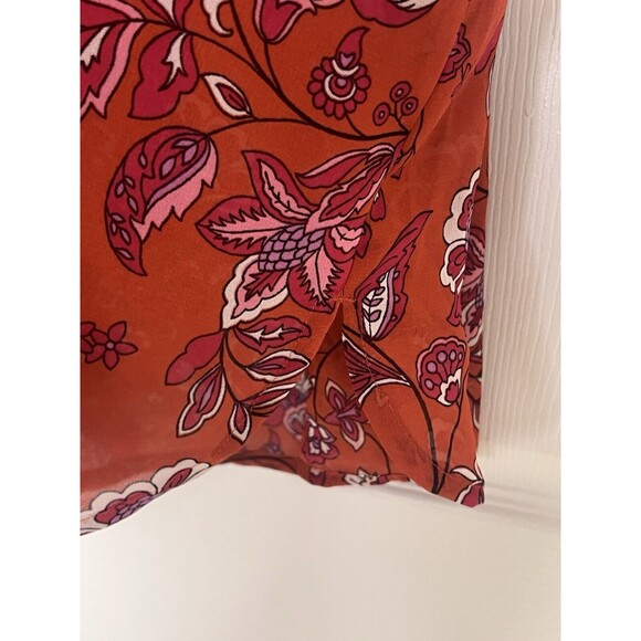 Beach Lunch Lounge Orange Tank Top Floral Small Beach Semi Sheer S Summer - Picture 4 of 6
